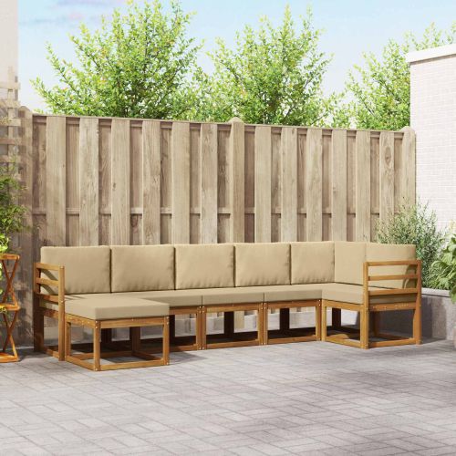 Комплект дивани с възглавница 7 pcs Натурален и Бежов