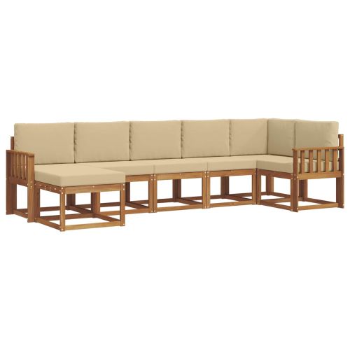 Комплект дивани за открито 7 pcs Натурален и Бежов