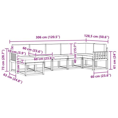 Комплект дивани за открито 7 pcs Натурален и Бежов
