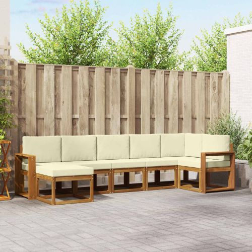 Комплект дивани с възглавница 7 pcs Натурален и Крема