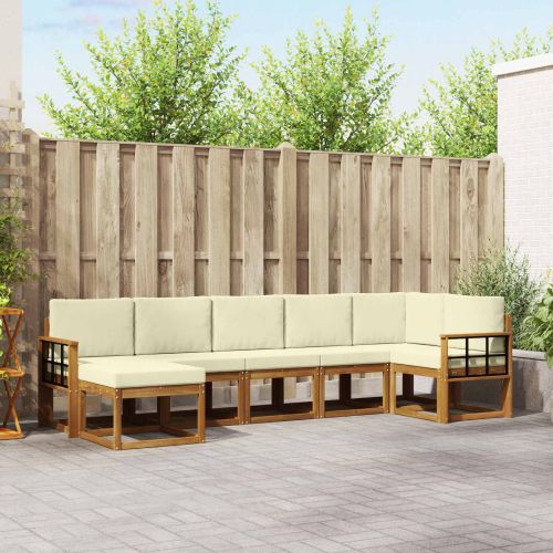 Комплект дивани за открито 7 pcs Натурален и Крема