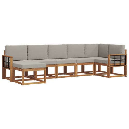 Комплект дивани за открито 7 pcs Естествено и светло сиво