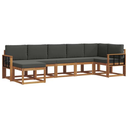 Комплект дивани за открито 7 pcs Натурален и Антрацит