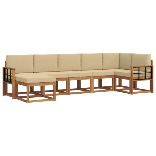 Комплект дивани за открито 7 pcs Натурален и Бежов
