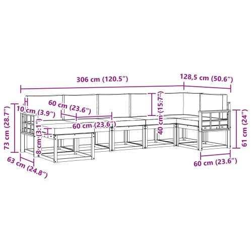 Комплект дивани за открито 7 pcs Натурален и Бежов