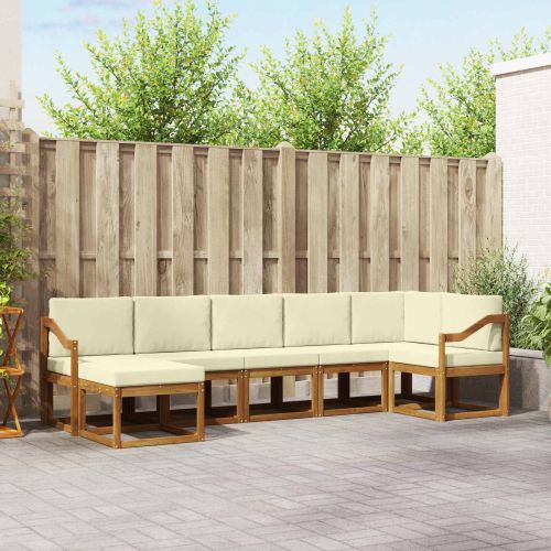 Комплект дивани за открито 7 pcs Натурален и Крема