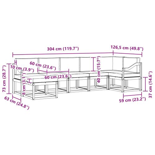 Комплект дивани за открито 7 pcs Натурален и Крема