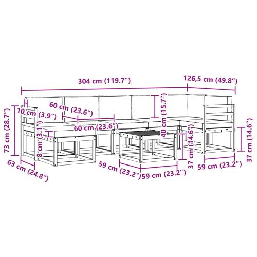 Комплект дивани за открито 8 pcs Натурален и Крема
