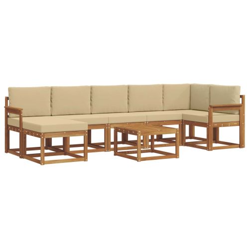 Комплект дивани за открито 8 pcs Натурален и Бежов