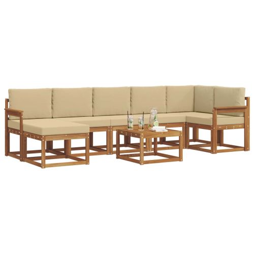 Комплект дивани за открито 8 pcs Натурален и Бежов