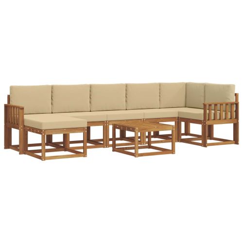 Комплект дивани за открито 8 pcs Натурален и Бежов