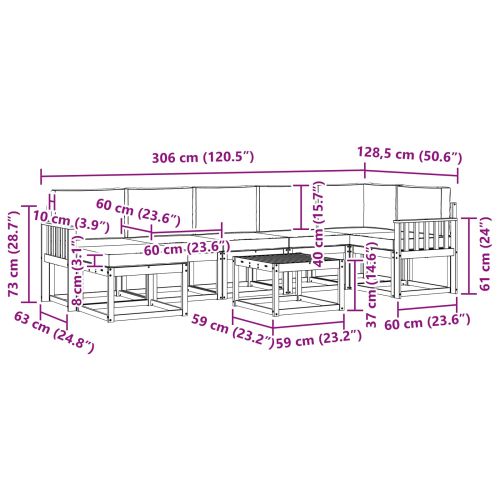 Комплект дивани за открито 8 pcs Натурален и Бежов