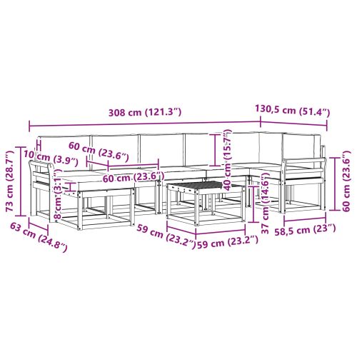 Комплект дивани за открито 8 pcs Натурален и Крема