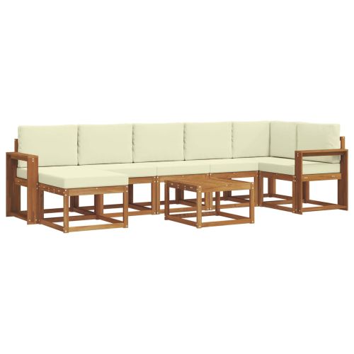 Комплект дивани с възглавница 8 pcs Натурален и Крема