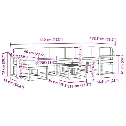 Комплект дивани за открито 8 pcs Естествено и светло сиво