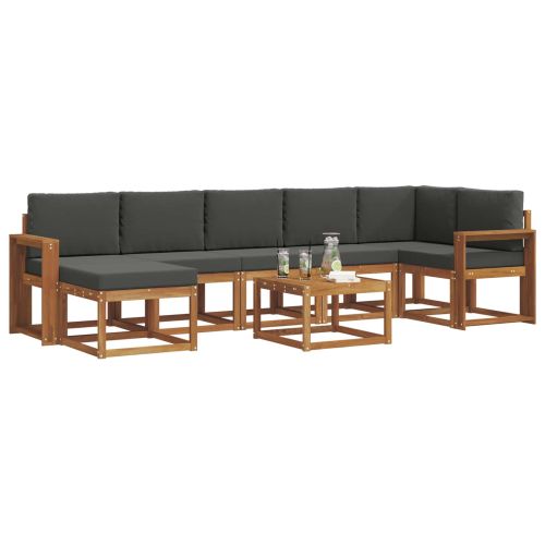 Комплект дивани за открито 8 pcs Натурален и Антрацит