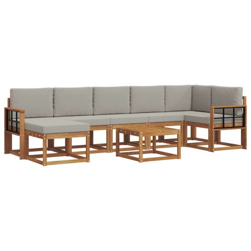 Комплект дивани с възглавница 8 pcs Естествено и светло сиво