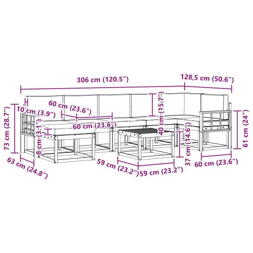 Комплект дивани с възглавница 8 pcs Естествено и светло сиво