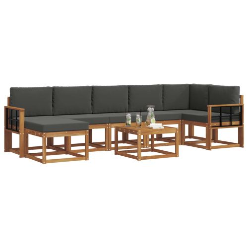 Комплект дивани за открито 8 pcs Натурален и Антрацит