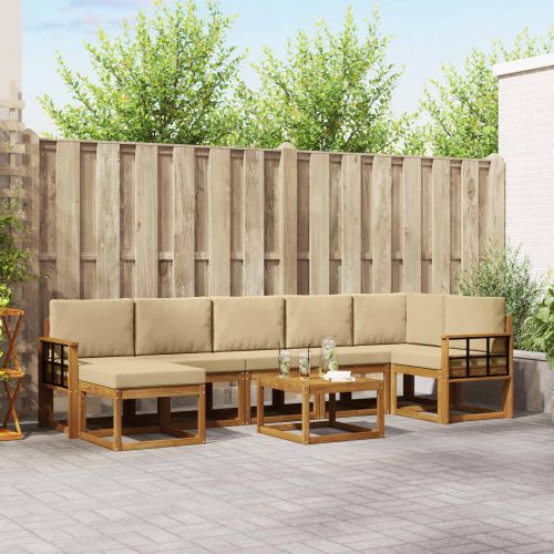 Комплект дивани с възглавница 8 pcs Натурален и Бежов