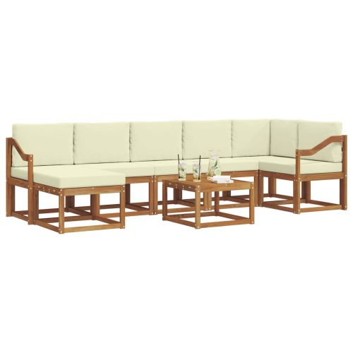 Комплект дивани с възглавница 8 pcs Натурален и Крема