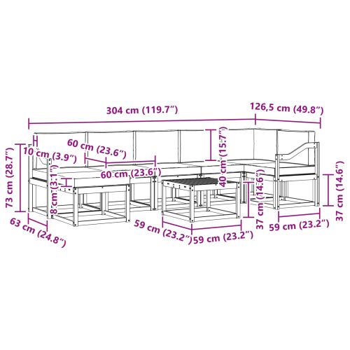 Комплект дивани с възглавница 8 pcs Натурален и Крема
