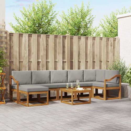 Комплект дивани с възглавница 8 pcs Естествено и светло сиво