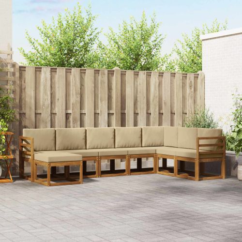 Комплект дивани с възглавница 8 pcs Натурален и Бежов