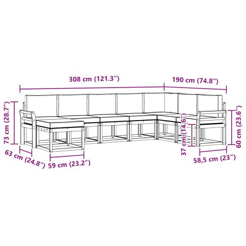 Комплект дивани за открито 8 pcs Натурален и Крема