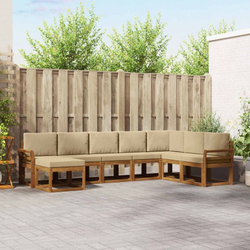 Комплект дивани с възглавница 8 pcs Натурален и Бежов