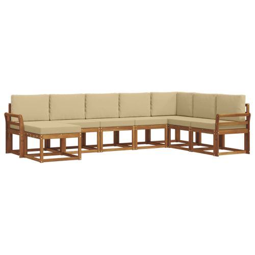 Комплект дивани с възглавница 8 pcs Натурален и Бежов