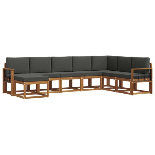 Комплект дивани с възглавница 8 pcs Натурален и Антрацит