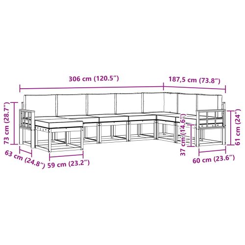 Комплект дивани с възглавница 8 pcs Натурален и Антрацит