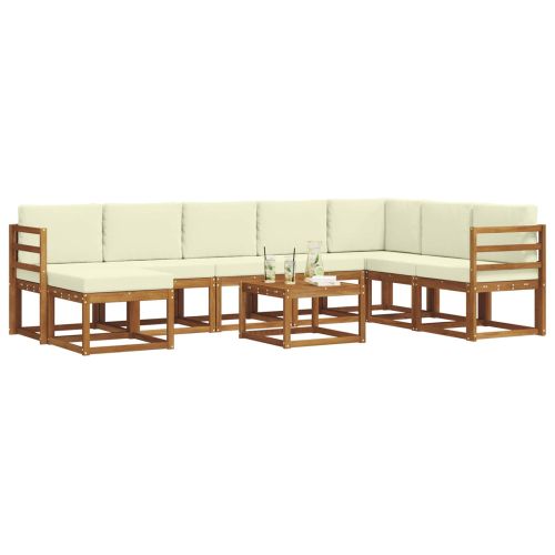 Комплект дивани с възглавница 9 pcs Натурален и Крема