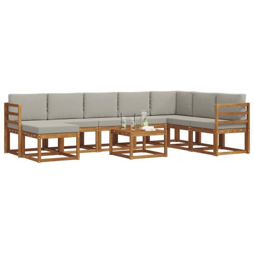 Комплект дивани с възглавница 9 pcs Естествено и светло сиво