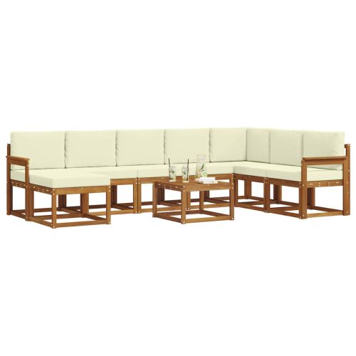 Комплект дивани с възглавница 9 pcs Натурален и Крема