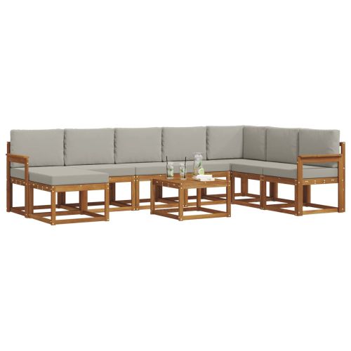 Комплект дивани с възглавница 9 pcs Естествено и светло сиво