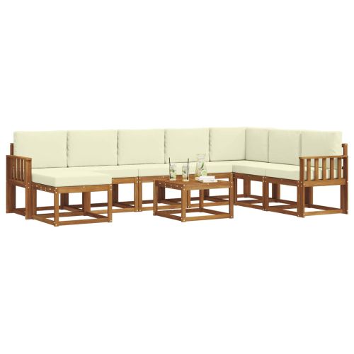 Комплект дивани с възглавница 9 pcs Натурален и Крема