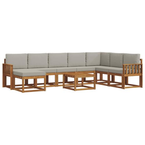 Комплект дивани с възглавница 9 pcs Естествено и светло сиво