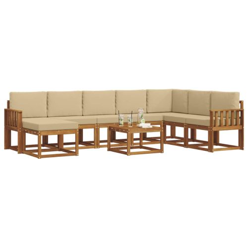 Комплект дивани с възглавница 9 pcs Натурален и Бежов