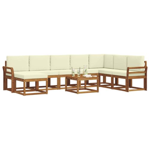 Комплект дивани с възглавница 9 pcs Натурален и Крема