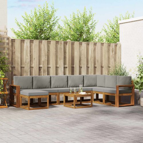 Комплект дивани с възглавница 9 pcs Естествено и светло сиво