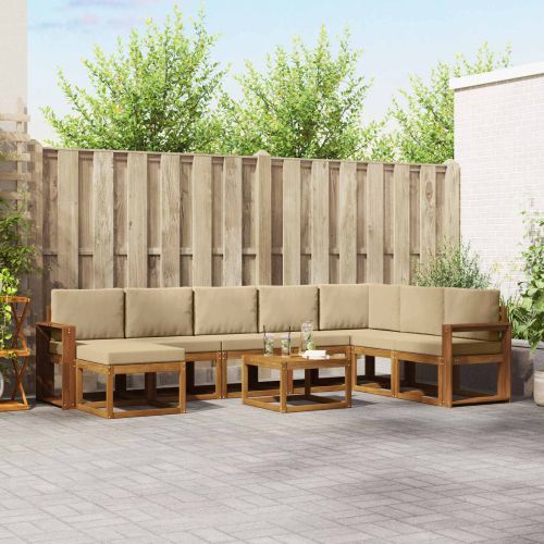 Комплект дивани с възглавница 9 pcs Натурален и Бежов