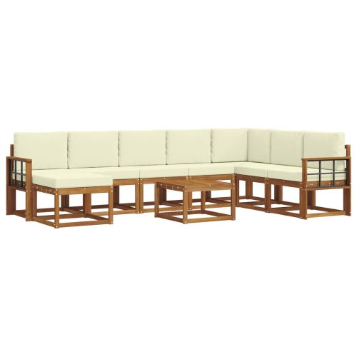 Комплект дивани с възглавница 9 pcs Натурален и Крема