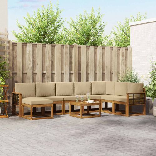 Комплект дивани с възглавница 9 pcs Натурален и Бежов