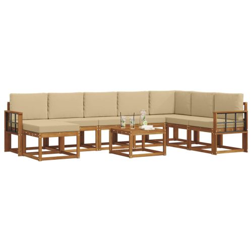 Комплект дивани с възглавница 9 pcs Натурален и Бежов