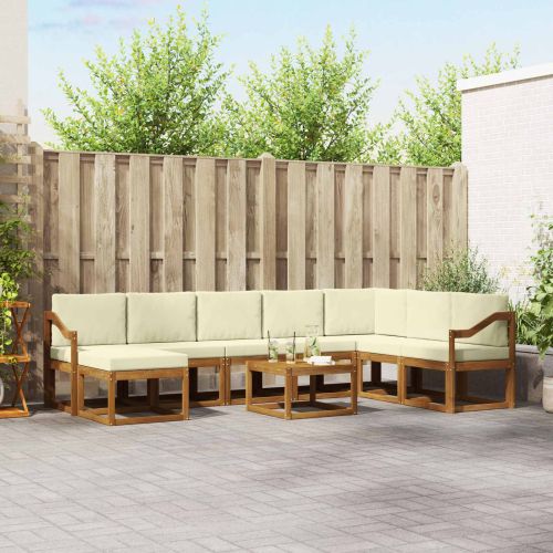 Комплект дивани за открито 9 pcs Натурален и Крема