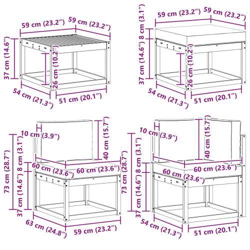 Комплект дивани за открито 9 pcs Натурален и Крема