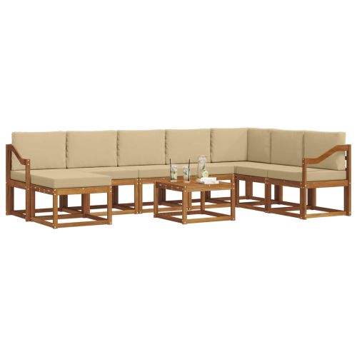 Комплект дивани за открито 9 pcs Натурален и Бежов