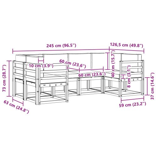 Комплект дивани за открито 6 pcs Натурален и Крема